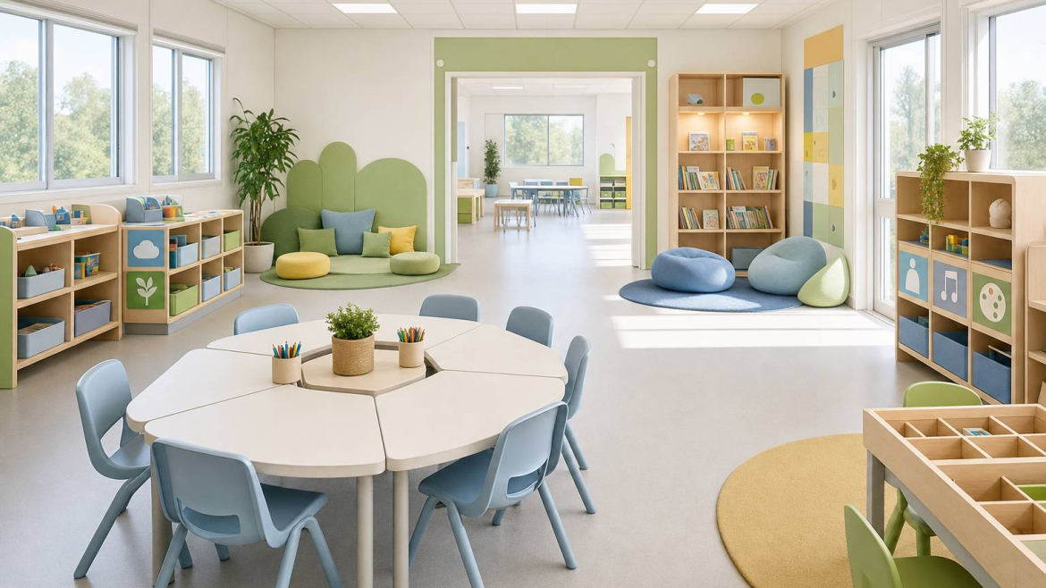 Decoración inclusiva en aulas prefabricadas: colores, señalética y accesibilidad para todos los alumnos