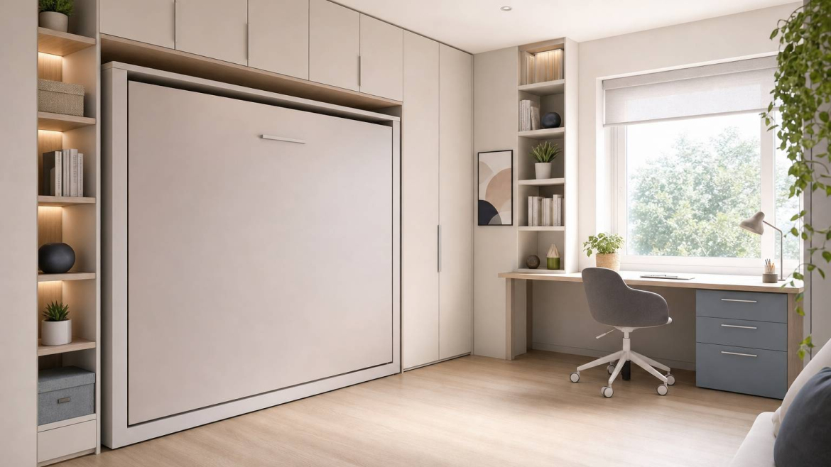 Habitación juvenil con cama abatible y zona de estudio: 7 distribuciones reales para ganar espacio